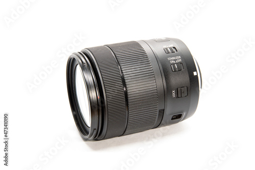 Lens for a professional camera on a white background