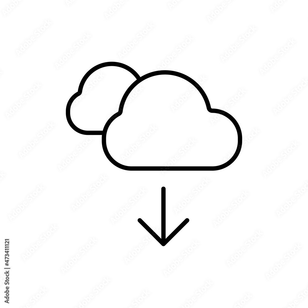 Cloud storage outline icon cartoon flat isolated illustration on white background. Cloud download symbol design, logo, app. Upload data applications. For web, ui, ux, dev, infographic. Vector EPS 10 Cloud storage outline icon cartoon flat isolated illustration on white background. Cloud download symbol design, logo, app. Upload data applications. For web, ui, ux, dev, infographic. Vector EPS 10