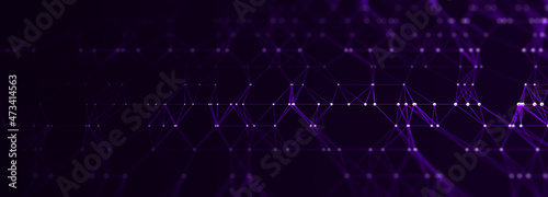 Corrupted network or connection. Abstract digital background of points and lines. Glowing plexus. Big data. Abstract technology science background. 3d rendering