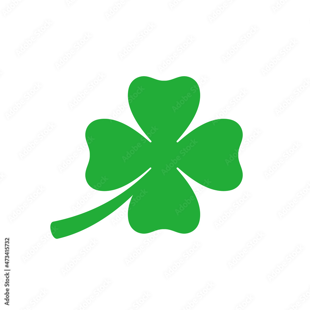 Four-leaf clover icon. Good luck symbol. Attribute of the Irish Leprechaun. Isolated raster illustration on white background. Four-leaf clover icon. Good luck symbol. Attribute of the Irish Leprechaun. Isolated raster illustration on white background.