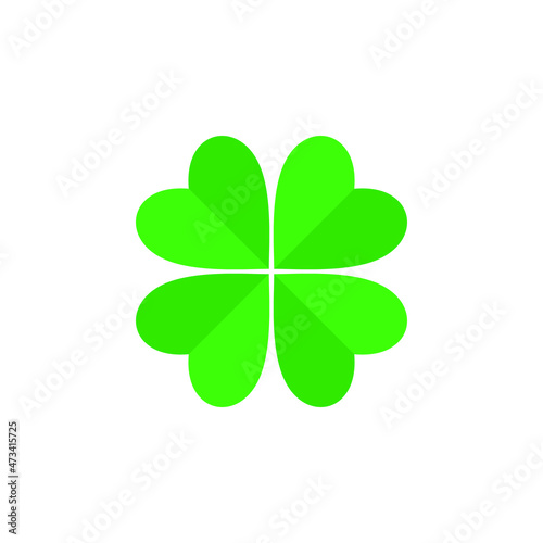 Four-leaf clover icon. Good luck symbol. Attribute of the Irish Leprechaun. Isolated vector illustration on white background.