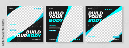 gym fitness banner social media pack template premium