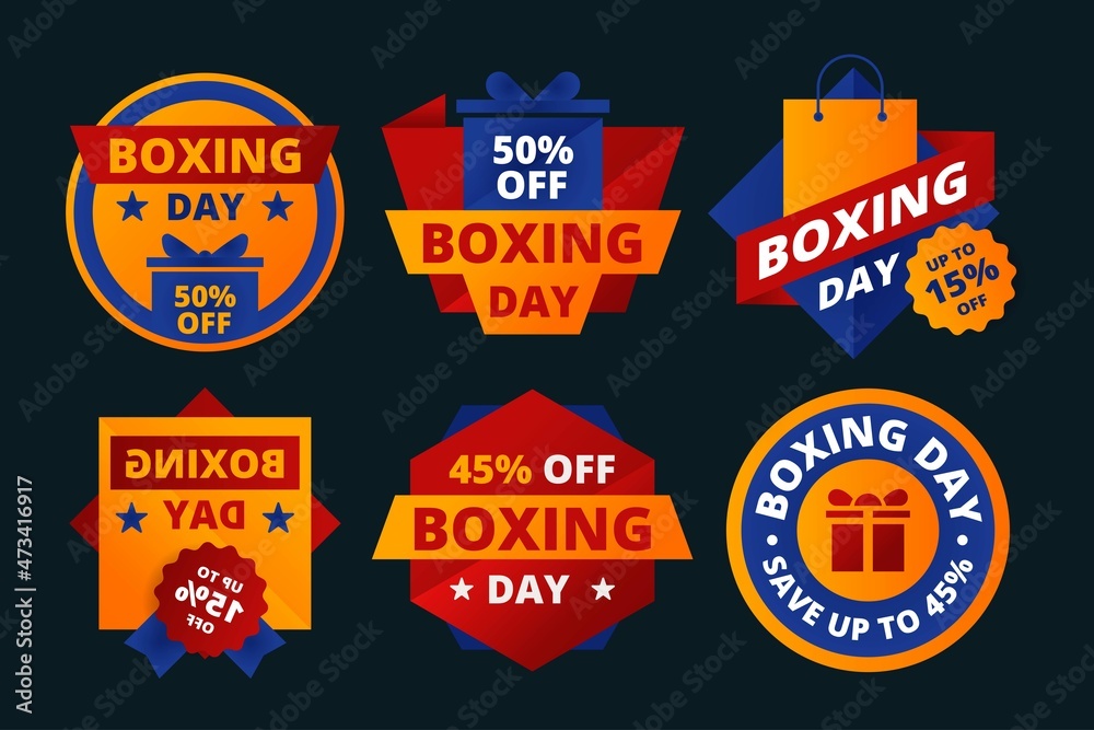 flat boxing day sale badge collection vector design illustration