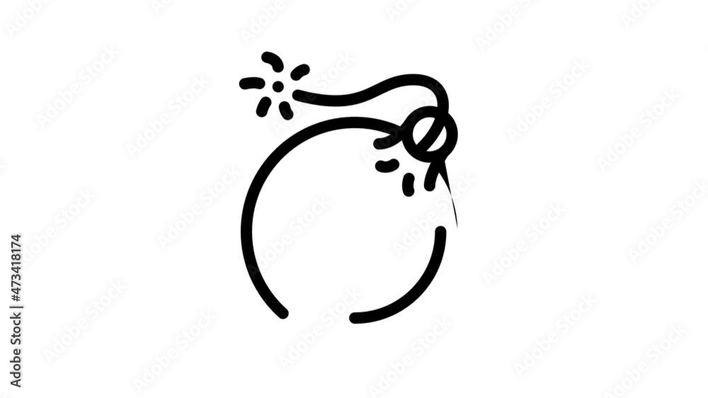 bomb pirate animated line icon bomb pirate sign. isolated on white background