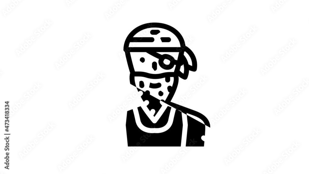 pirate person animated line icon pirate person sign. isolated on white background pirate person animated line icon pirate person sign. isolated on white background