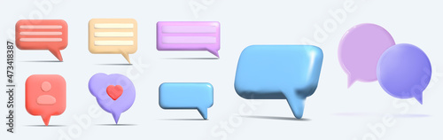 3d Speech bubbles. Chatting box, message box. Concept of social media messages. Vector illustration