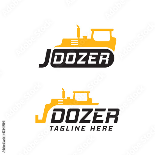 dozer logo design vector template, BullDozer logo template