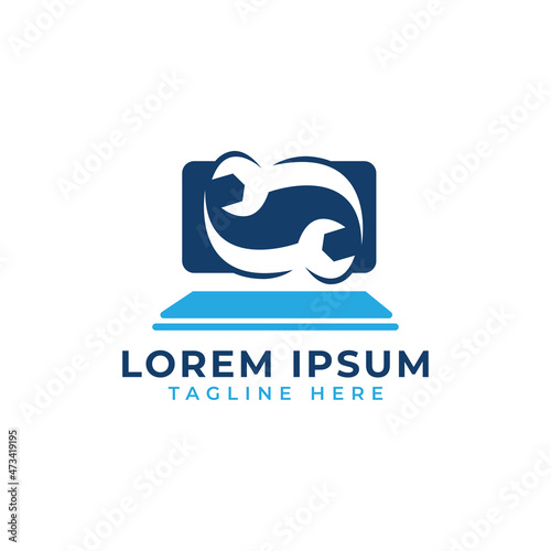 Computer and Laptop Repair Logo Template Icon Illustration design