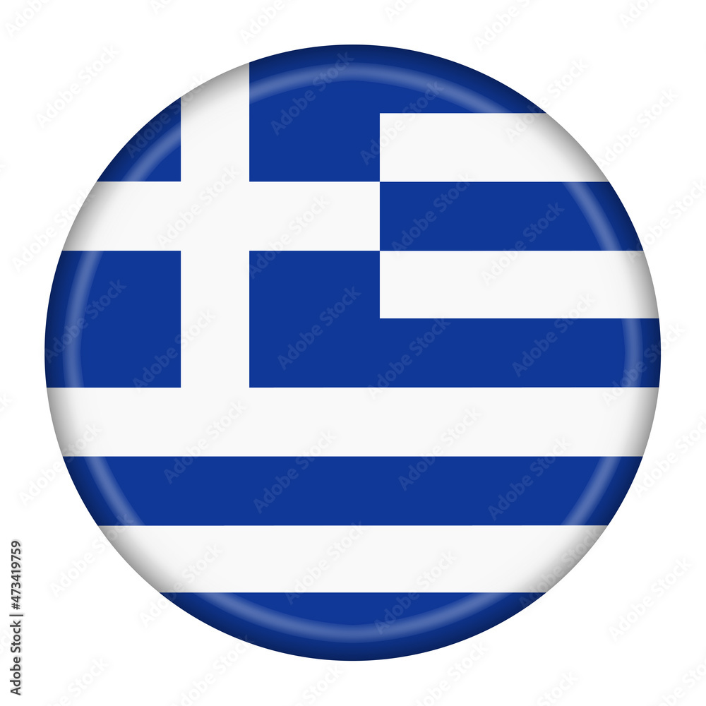 Greece flag button 3d illustration with clipping path Greece flag button 3d illustration with clipping path
