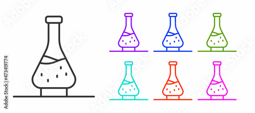 Black line Decanter for wine icon isolated on white background. Set icons colorful. Vector