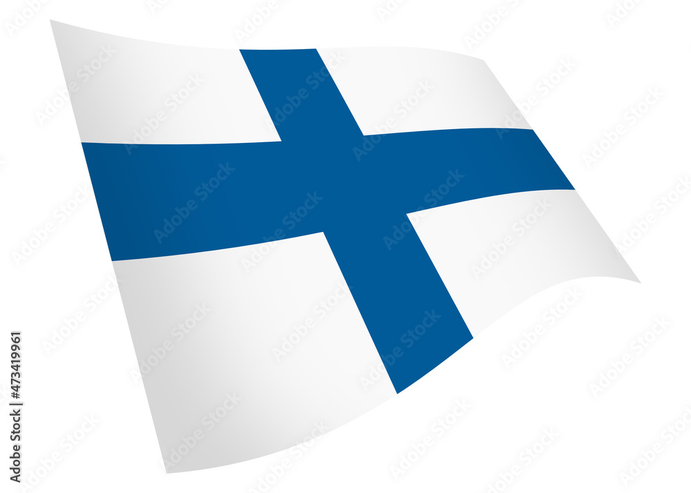 A Finland waving flag 3d illustration isolated on white with clipping path A Finland waving flag 3d illustration isolated on white with clipping path