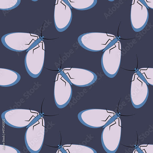 Illustration on a square background - stylized moths - graphics. Summer, insects, unbearable ease of life