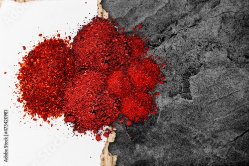 Powder of auspicious red orange colored Sindoor or kumkum