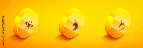 Set Isometric Home cleaning service, Dishwashing liquid bottle and Dustpan icon. Vector