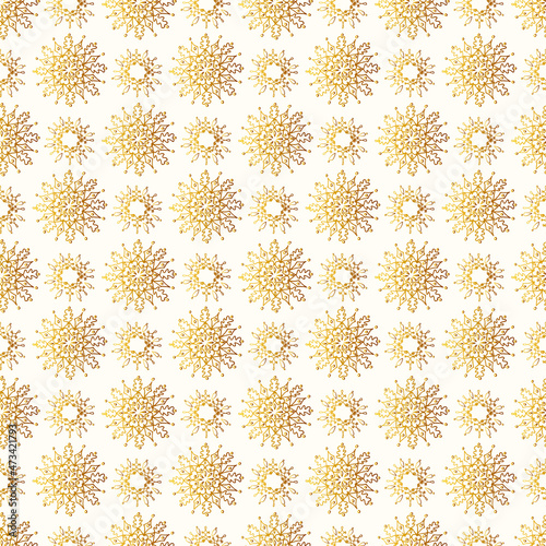 Golden snowflakes pattern. Vector illustration  for prints  greeting cards and wrapping paper  covers and fabrics. 