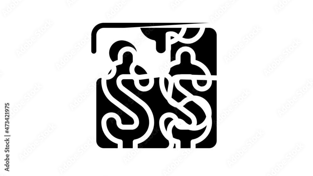 money puzzle animated line icon money puzzle sign. isolated on white background money puzzle animated line icon money puzzle sign. isolated on white background