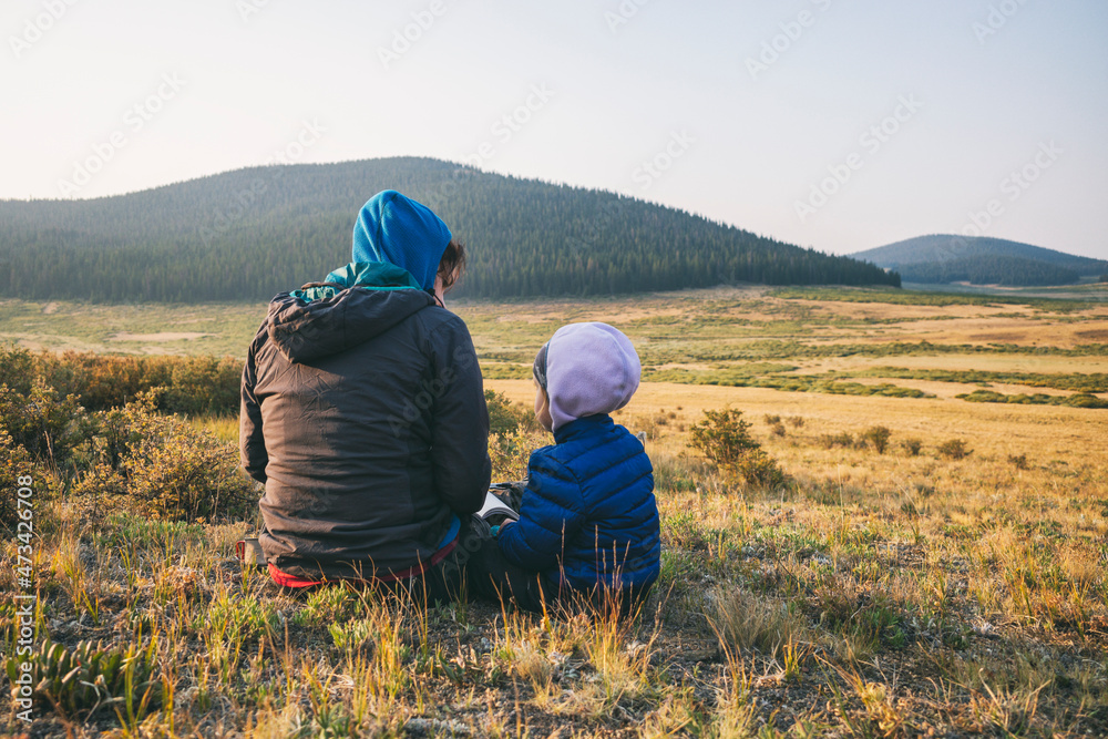 Mother and child enjoying the view in the Buffalo Peaks Wilderness Mother and child enjoying the view in the Buffalo Peaks Wilderness