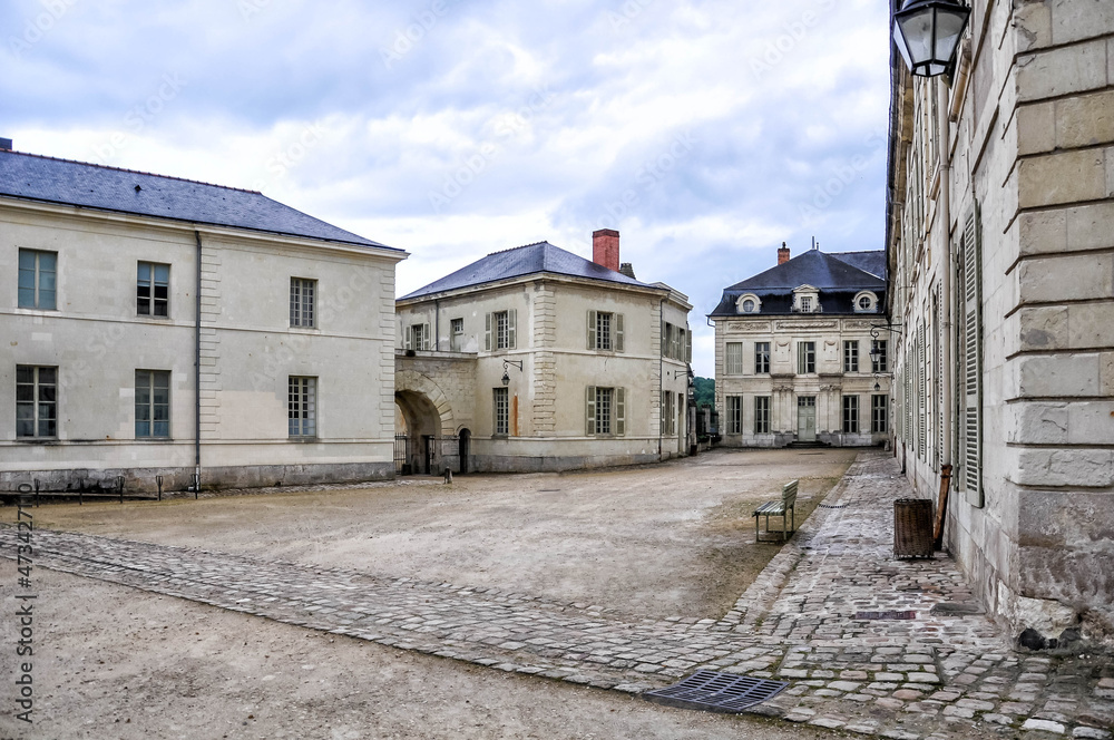 Beautiful dilapidated buildings on the grounds of fontevraud abbey in the Loire Valley