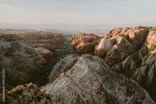 Snow Canyon State Park with red rocks and winding roads photo