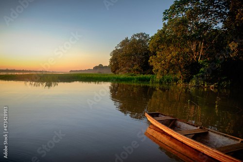 Sunset on the Amazon River at Mocagua, Amazonas, Colombia photo