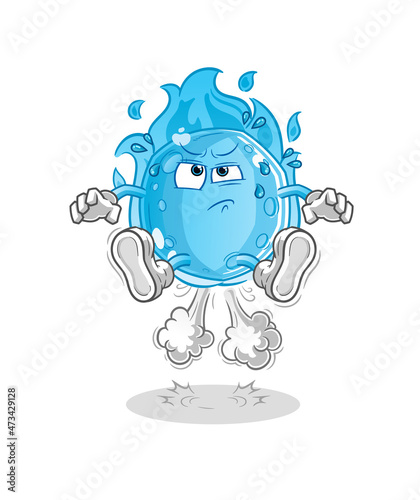 blue comet fart jumping illustration. character vector