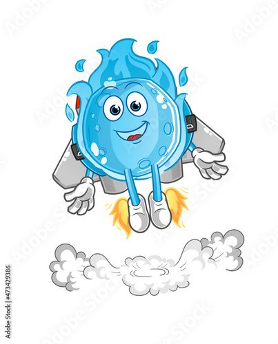 blue comet with jetpack mascot. cartoon vector