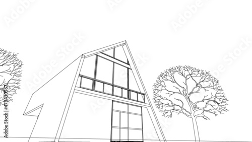 house architectural drawing 3d illustration 