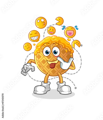 waffle laugh and mock character. cartoon mascot vector