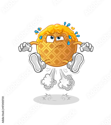 waffle fart jumping illustration. character vector