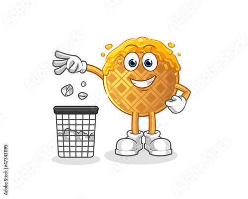 waffle Throw garbage mascot. cartoon vector
