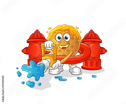 waffle firefighter vector. cartoon character