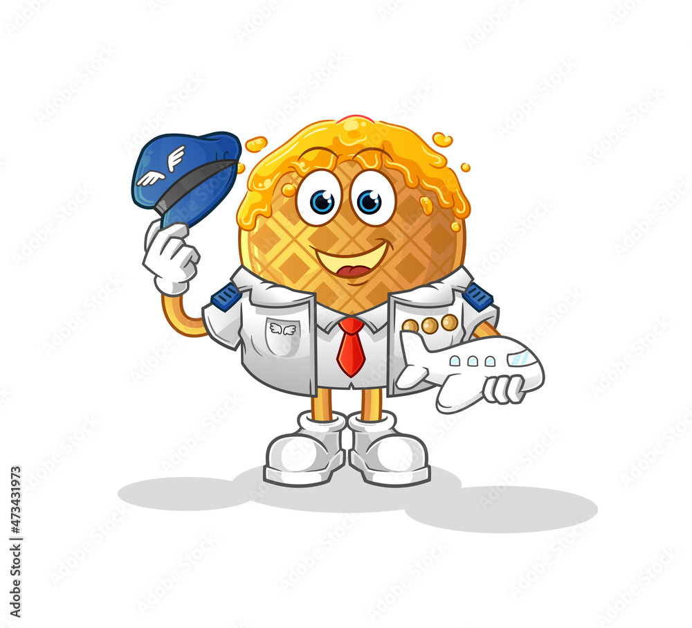 waffle pilot mascot. cartoon vector waffle pilot mascot. cartoon vector