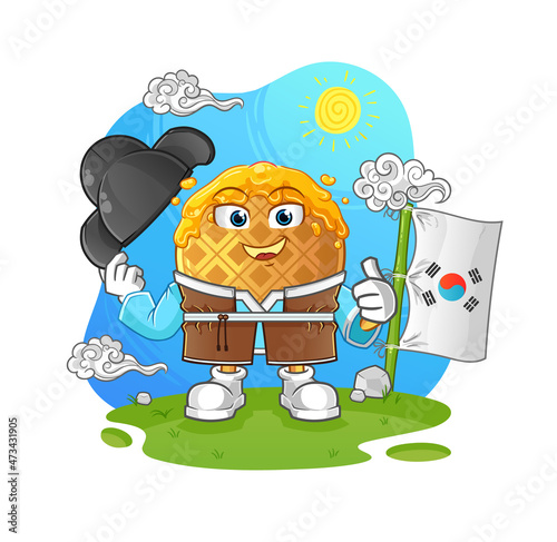 waffle korean culture vector. cartoon character