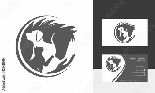 Horse, Dog, Cat Animal Logo Design Vector Template
