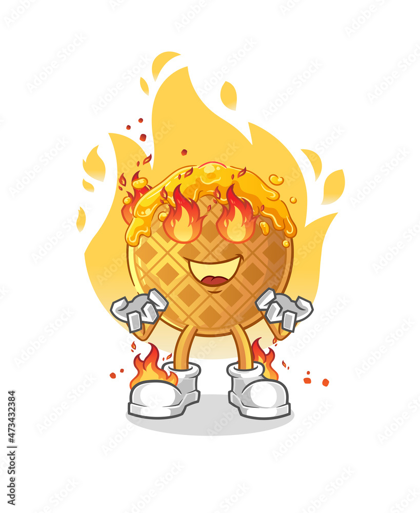 waffle on fire mascot. cartoon vector waffle on fire mascot. cartoon vector