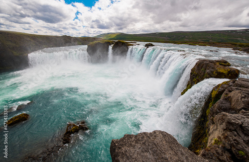 The famous waterfall Goðafoss in North Iceland