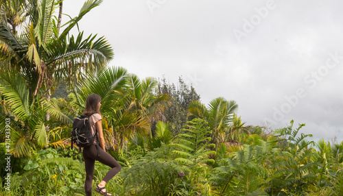 Hiker in El Yunque Rainforest, Puerto Rico
