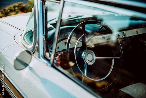 Beautiful vintage Ford details steering wheel