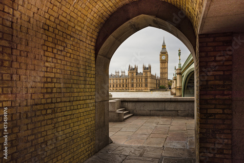 Houses of Parliament from Westminster Bridge in London photo