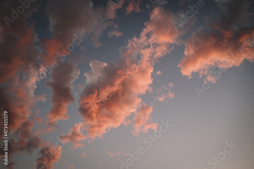 Abstract View of Clouds turning Pink at Sunset photo