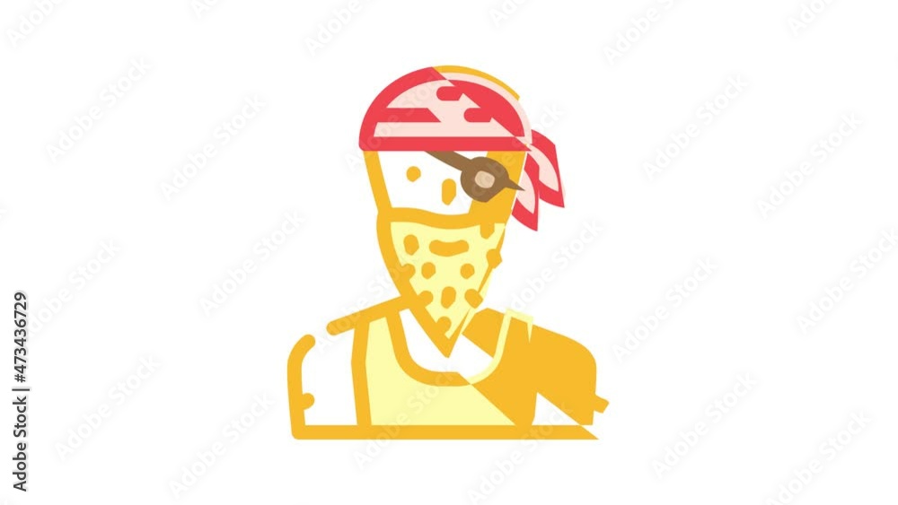 pirate person animated color icon pirate person sign. isolated on white background