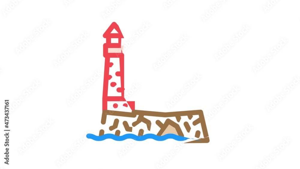 lighthouse island animated color icon lighthouse island sign. isolated on white background