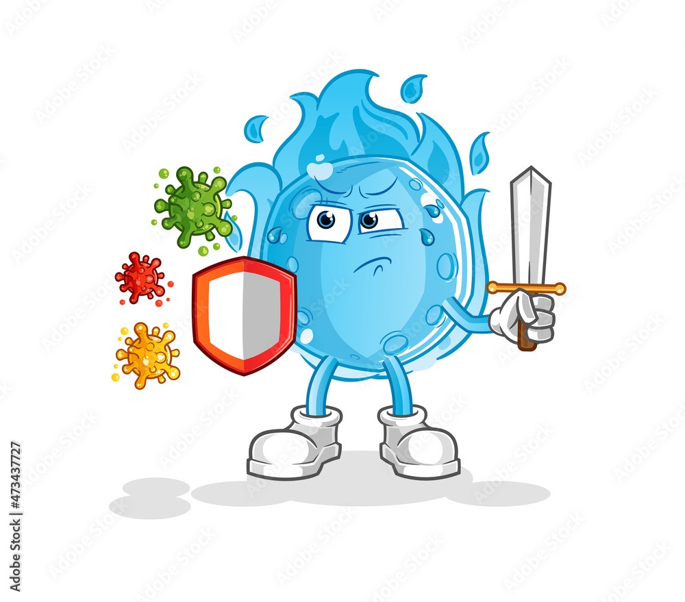 Obraz premium blue comet against viruses cartoon. cartoon mascot vector