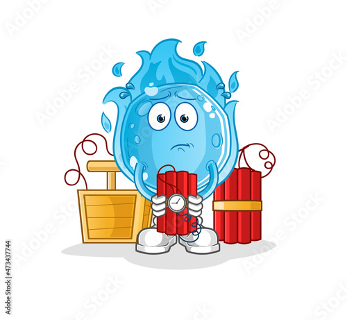 blue comet holding dynamite character. cartoon mascot vector