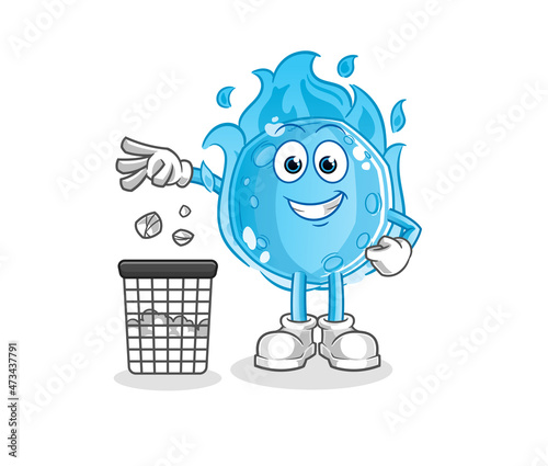 blue comet Throw garbage mascot. cartoon vector