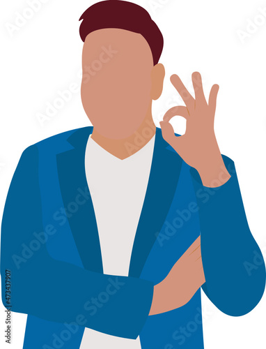 gestos. hombre de negocios haciendo un ok con las manos. vector sin fondo, fondo transparente