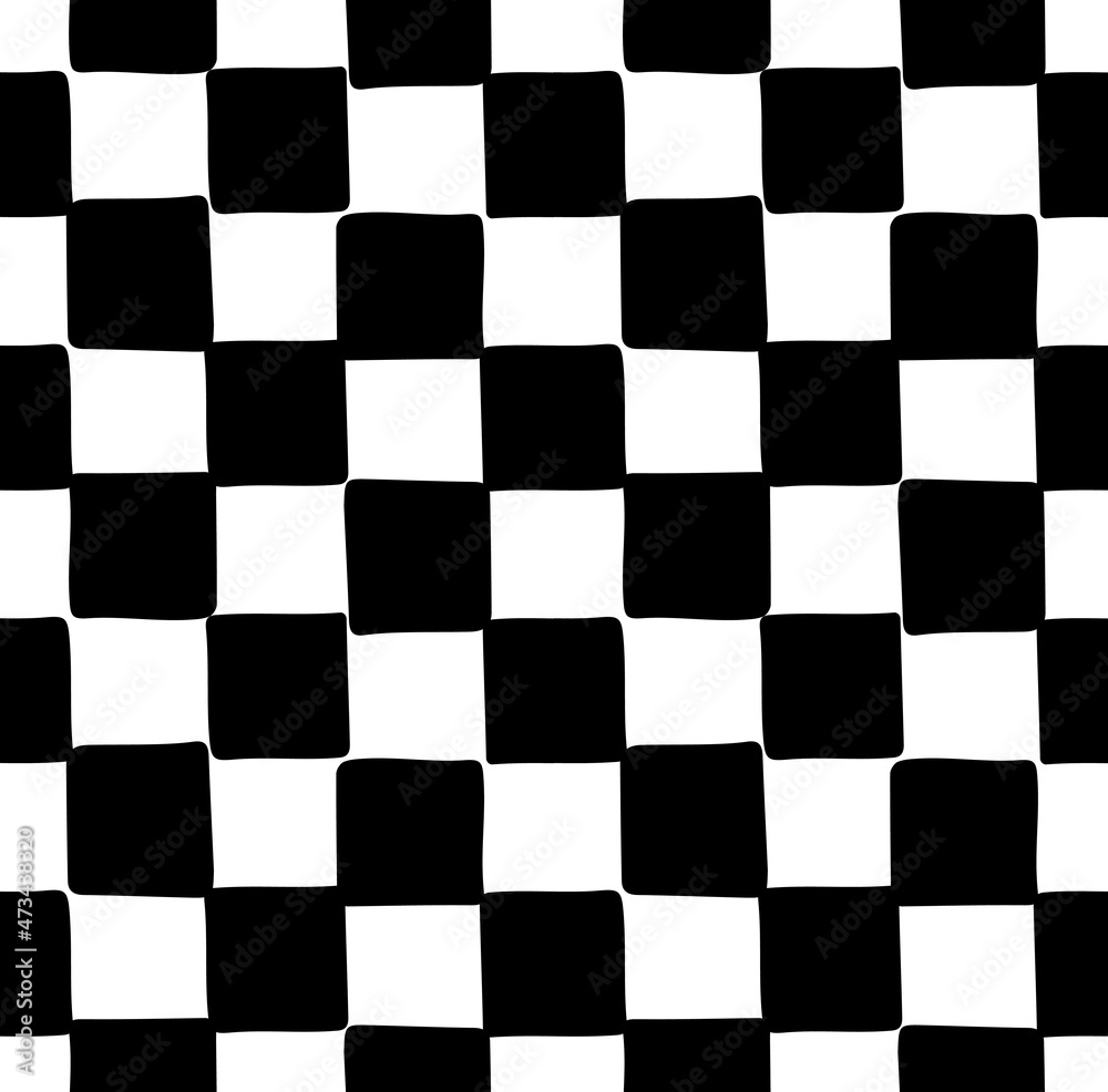 Fototapete Vector seamless pattern of hand drawn sketch doodle chessboard checkered texture isolated on white background