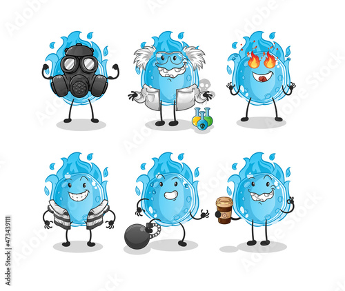 blue comet villain group character. cartoon mascot vector