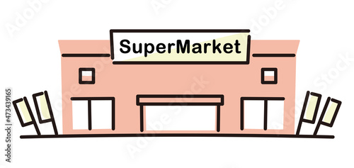 simple illustration of supermarket in the street