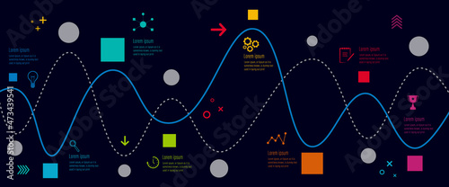 Project roadmap, timeline Infographics, 8 years recap, timeframe, milestones and achievements, 8 options infographics